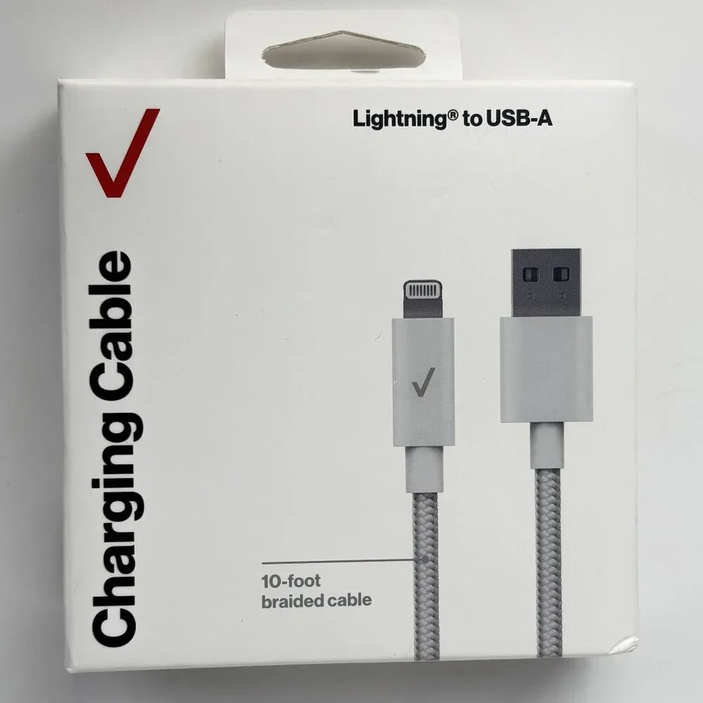 Lightning to USB-A Charging Sync Cable, 10-foot braided